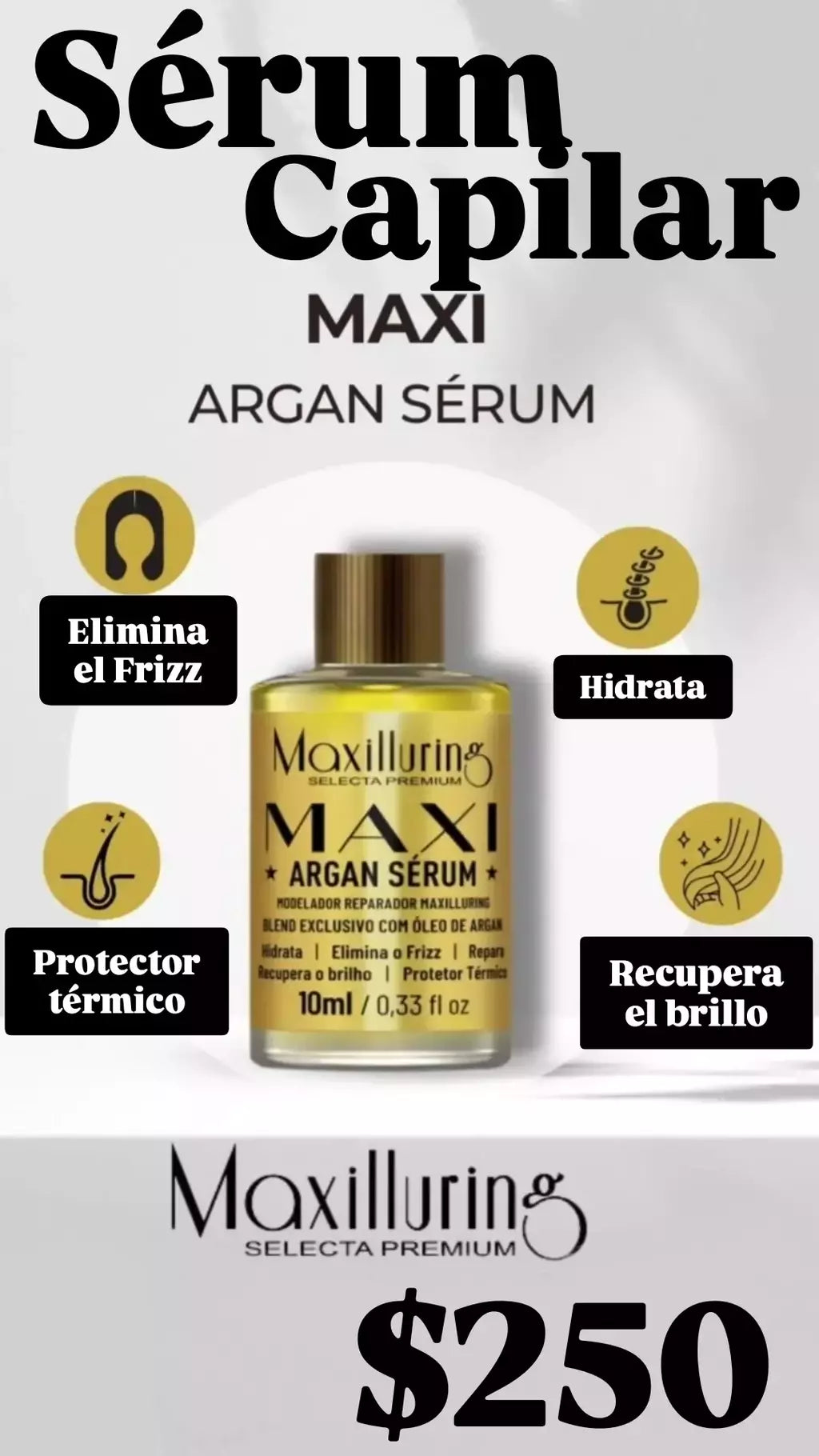Sérum capilar Argán protector térmico