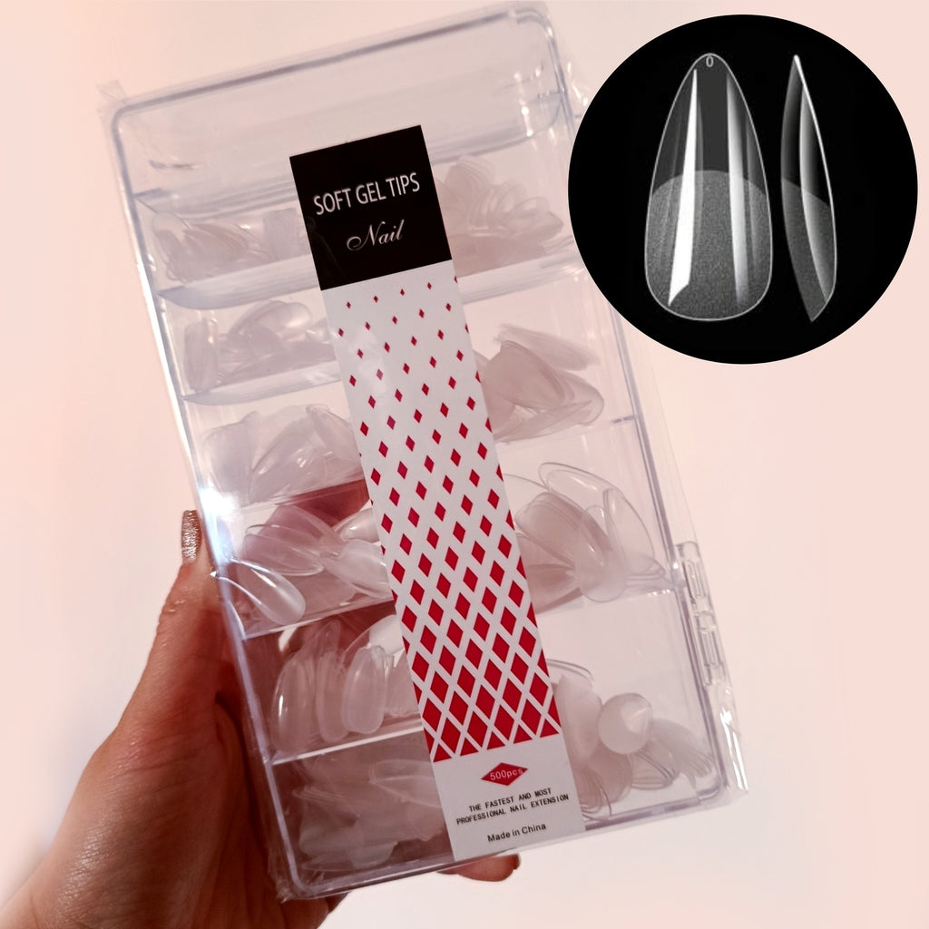 Tips Soft Gel 500 unid - Almendra prelimada
