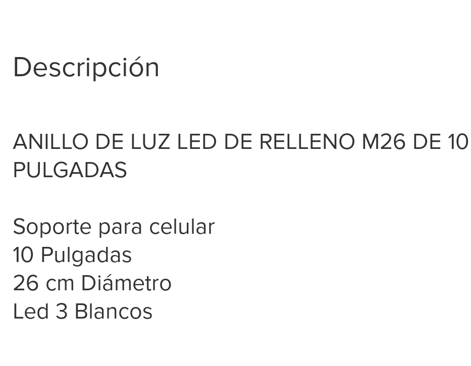 Aro de Luz y Soporte de celular - 26 cm