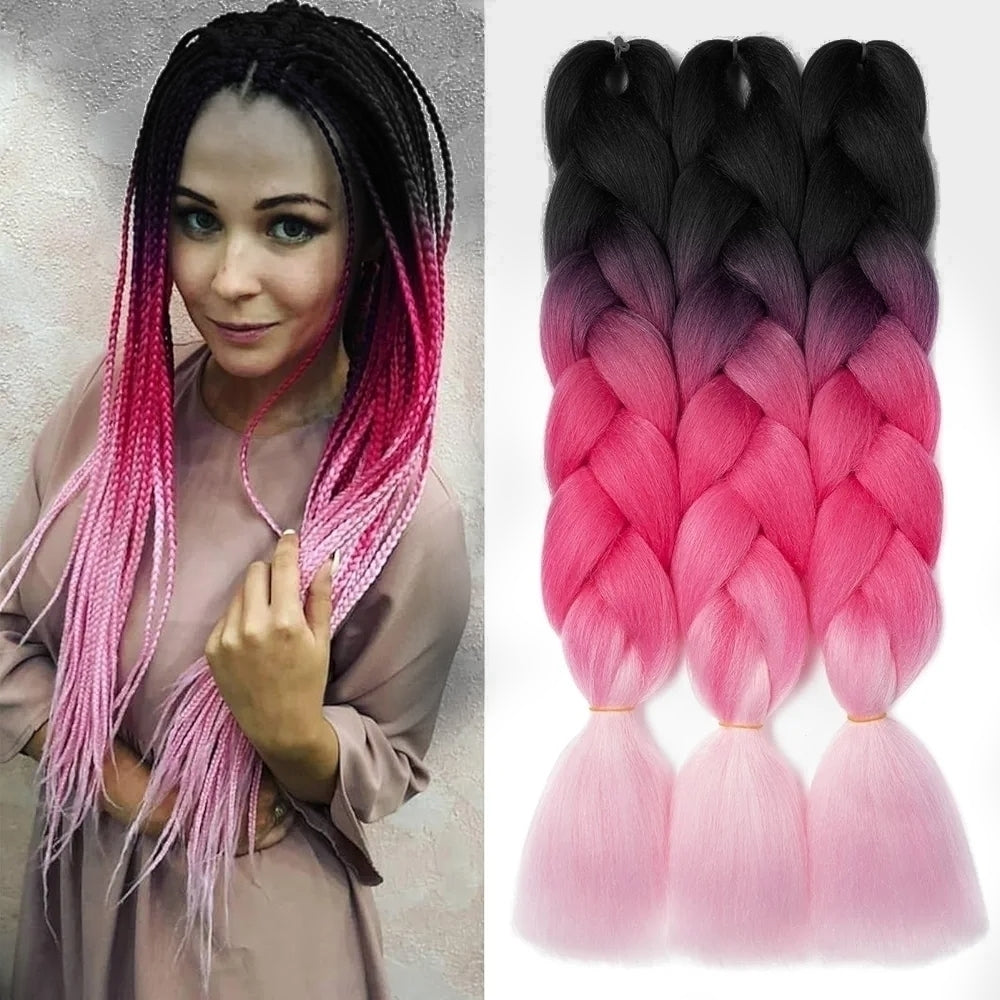 Kanekalon Californiano - Triple Negro, Fucsia, Rosado