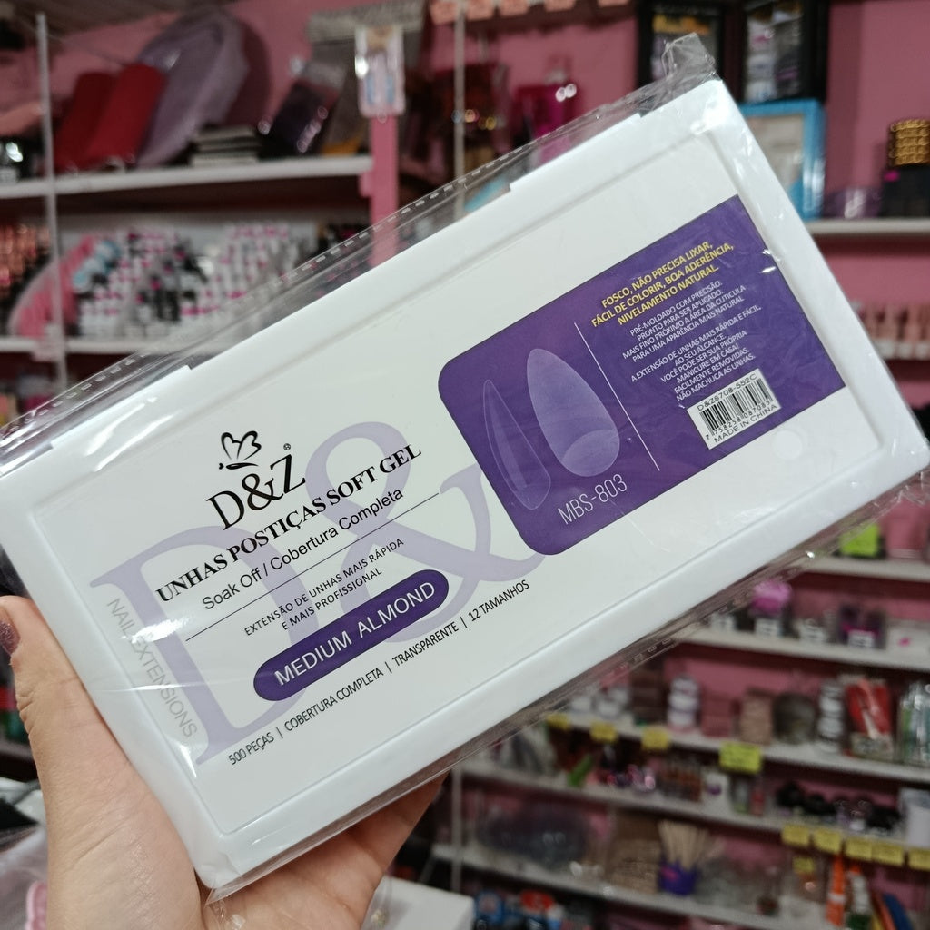 Tips Soft Gel 500 unid - D&Z Almendra y Cuadrada
