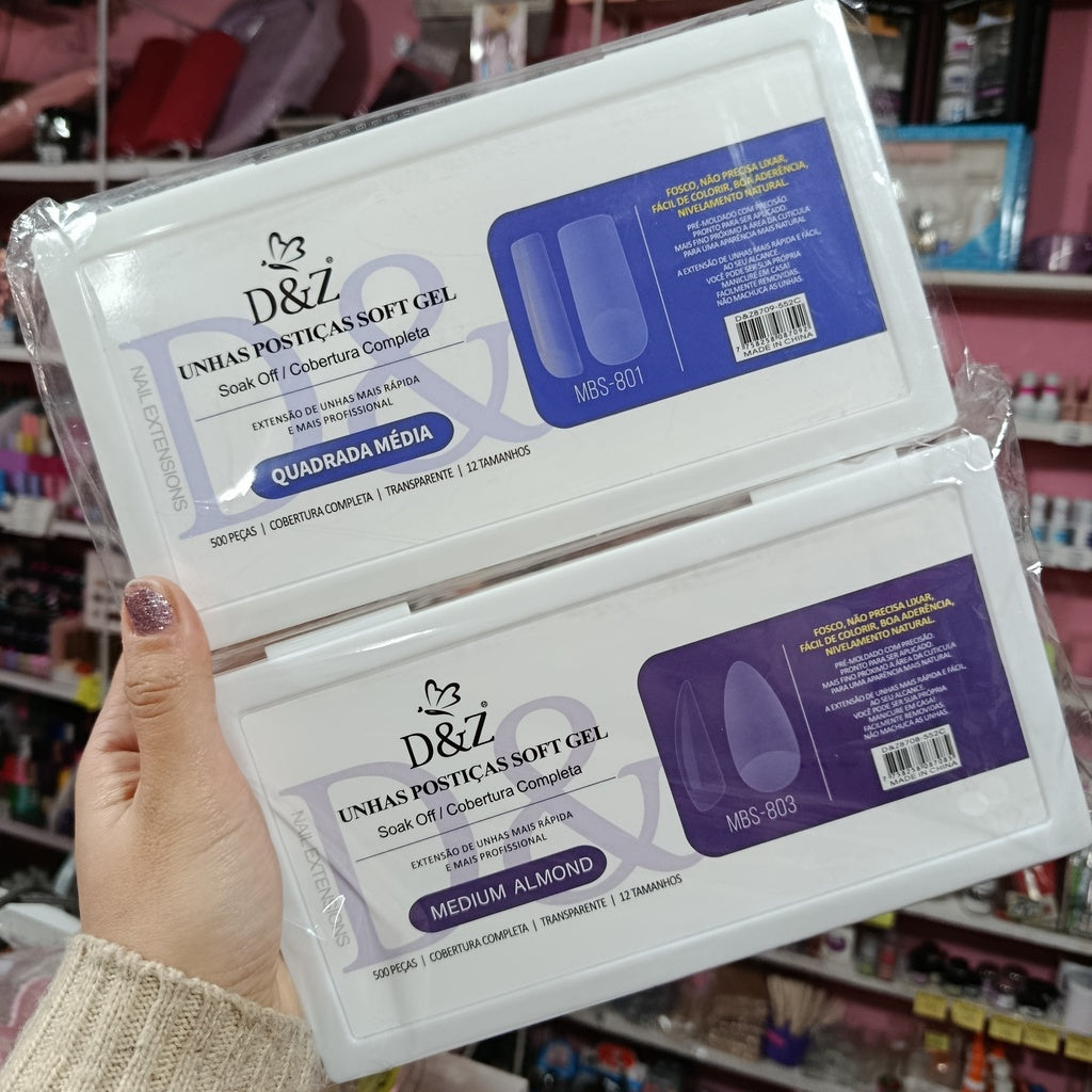 Tips Soft Gel 500 unid - D&Z Almendra y Cuadrada