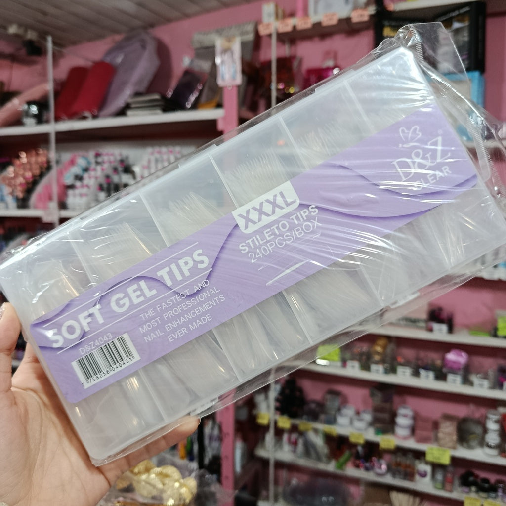 Tips Soft Gel 240 unid - D&Z Stiletto y Coffin