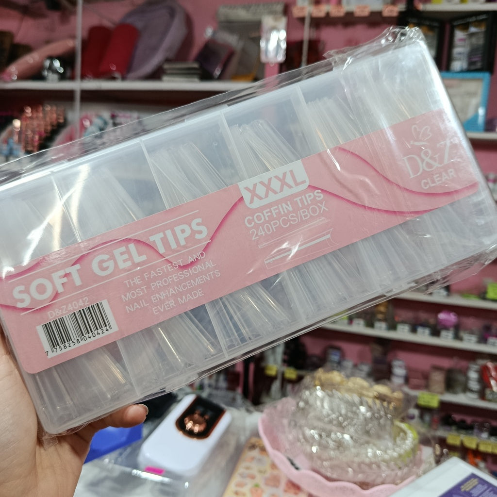 Tips Soft Gel 240 unid - D&Z Stiletto y Coffin