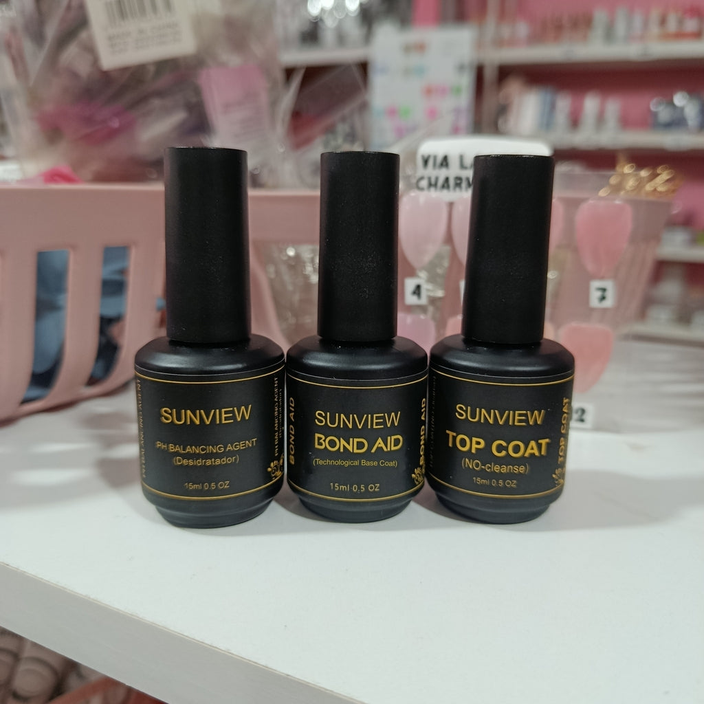 Kit 15 ml Deshidratador + Base Coat + Top Coat