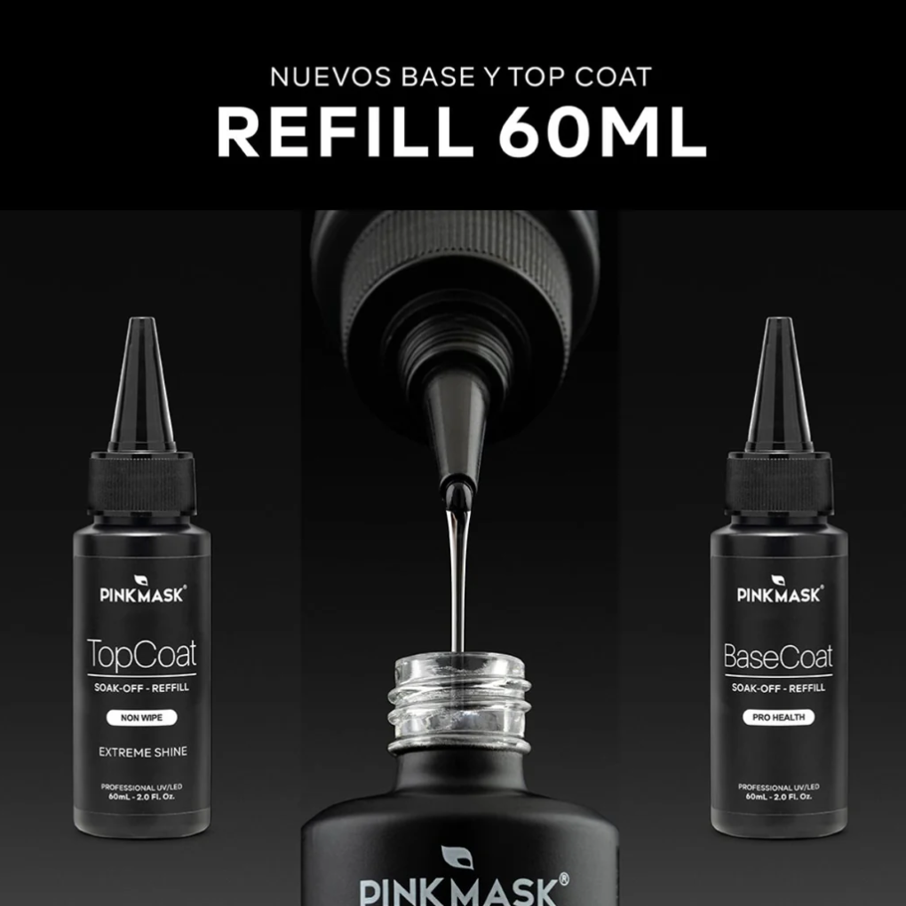 Refil Repuesto Top Coat y Base Coat Rinden 4 potes - PINK MASK