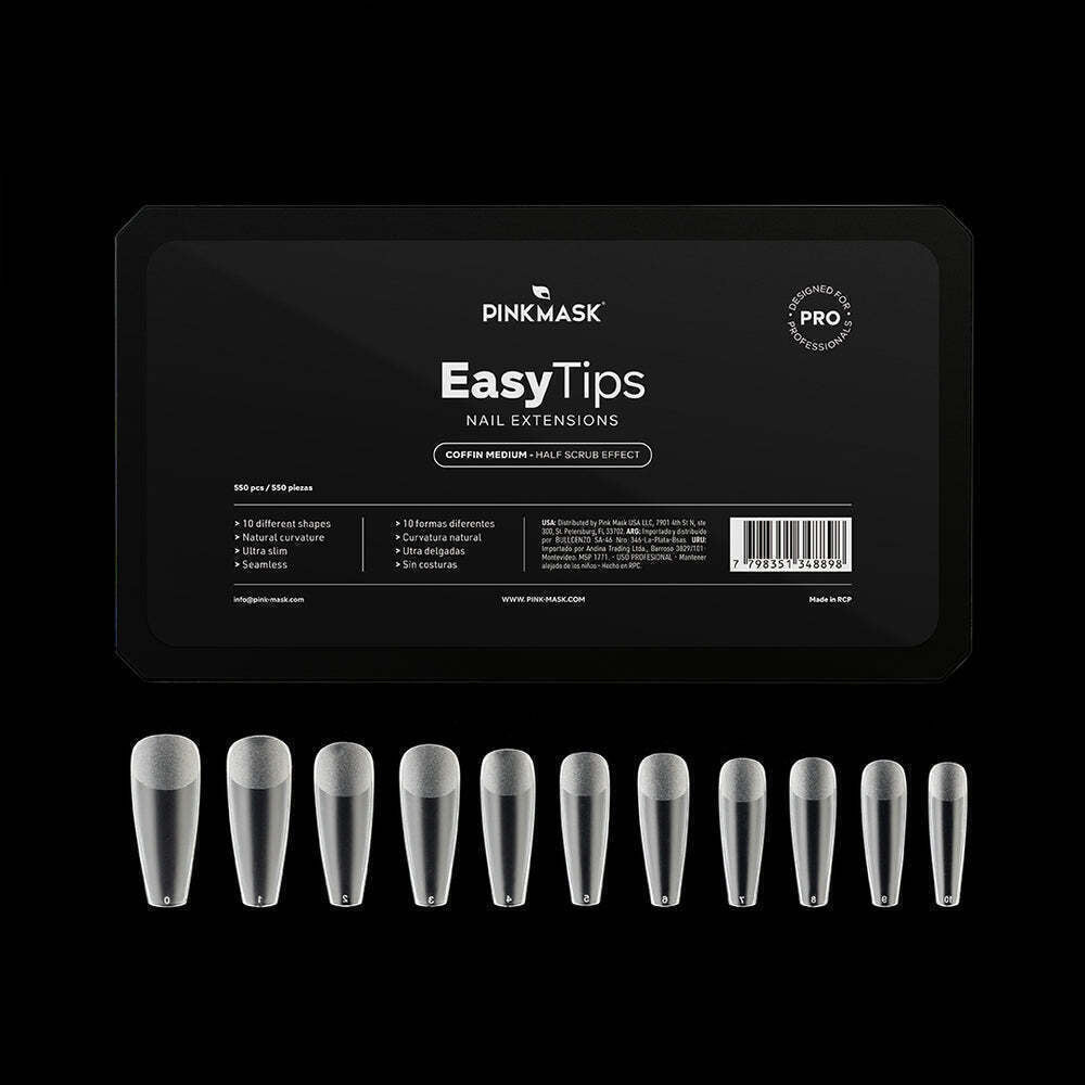 Easy Tips 550 unid - Coffin Medium PINK MASK