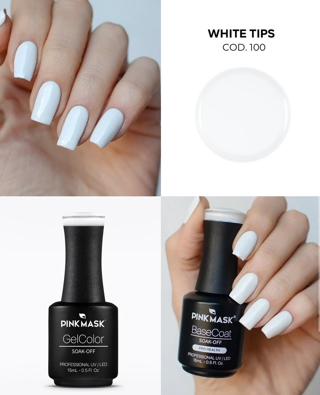 Esmalte Blanco WHITE TIPS semipermanente UV LED- PINK MASK