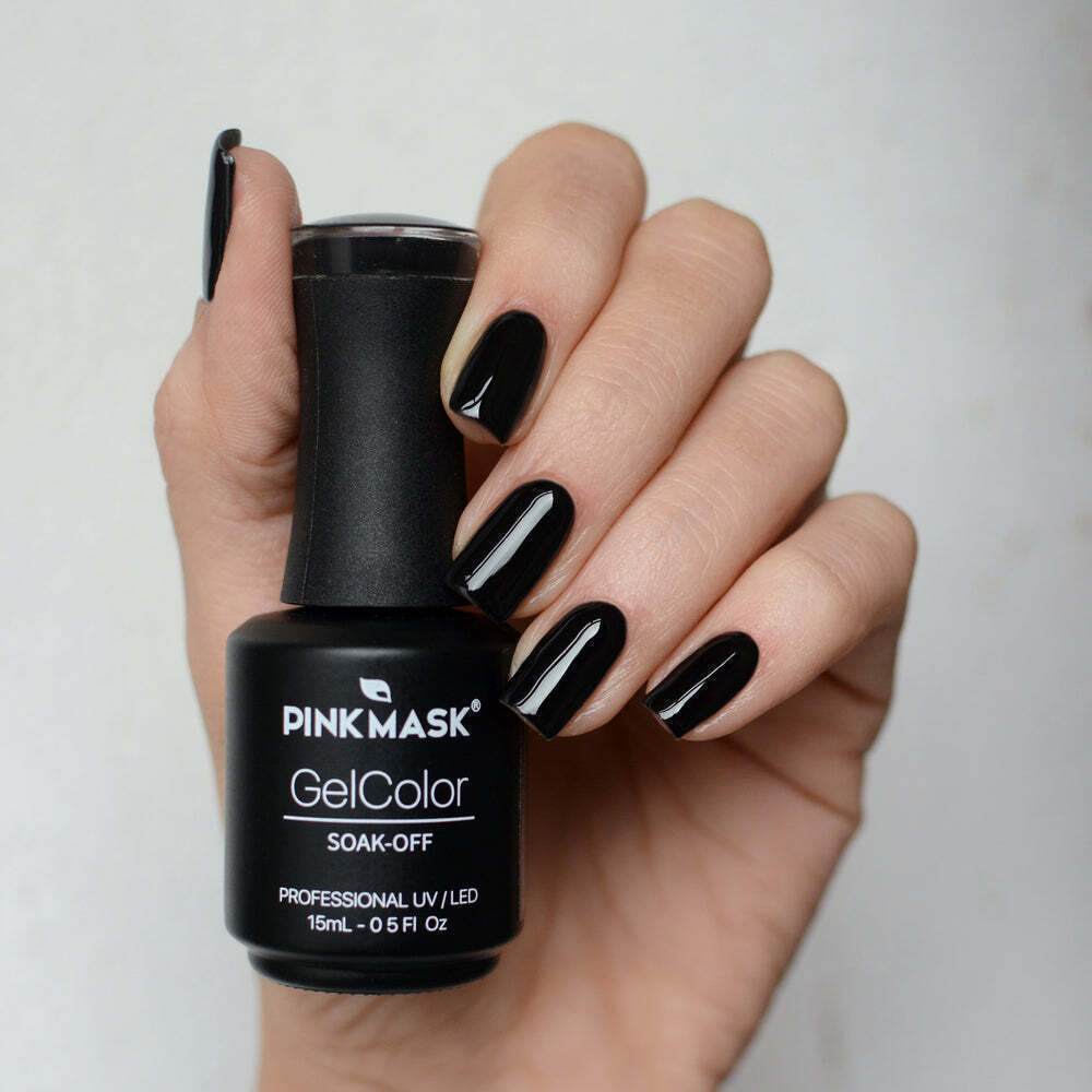 Esmalte Negro Black in Black semipermanente UV LED- PINK MASK
