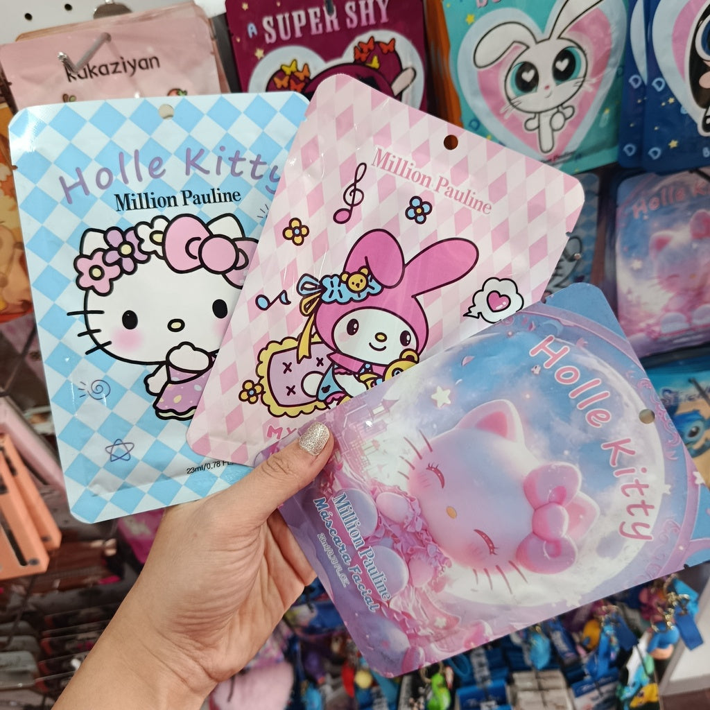 Mascarillas faciales coreanas Hello Kitty y My Melody