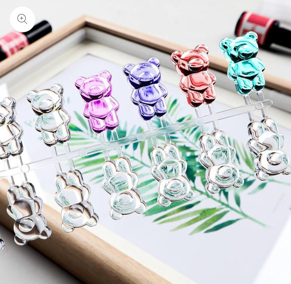 Muestrario para uñas tipo cristal - Ositos x12 unid