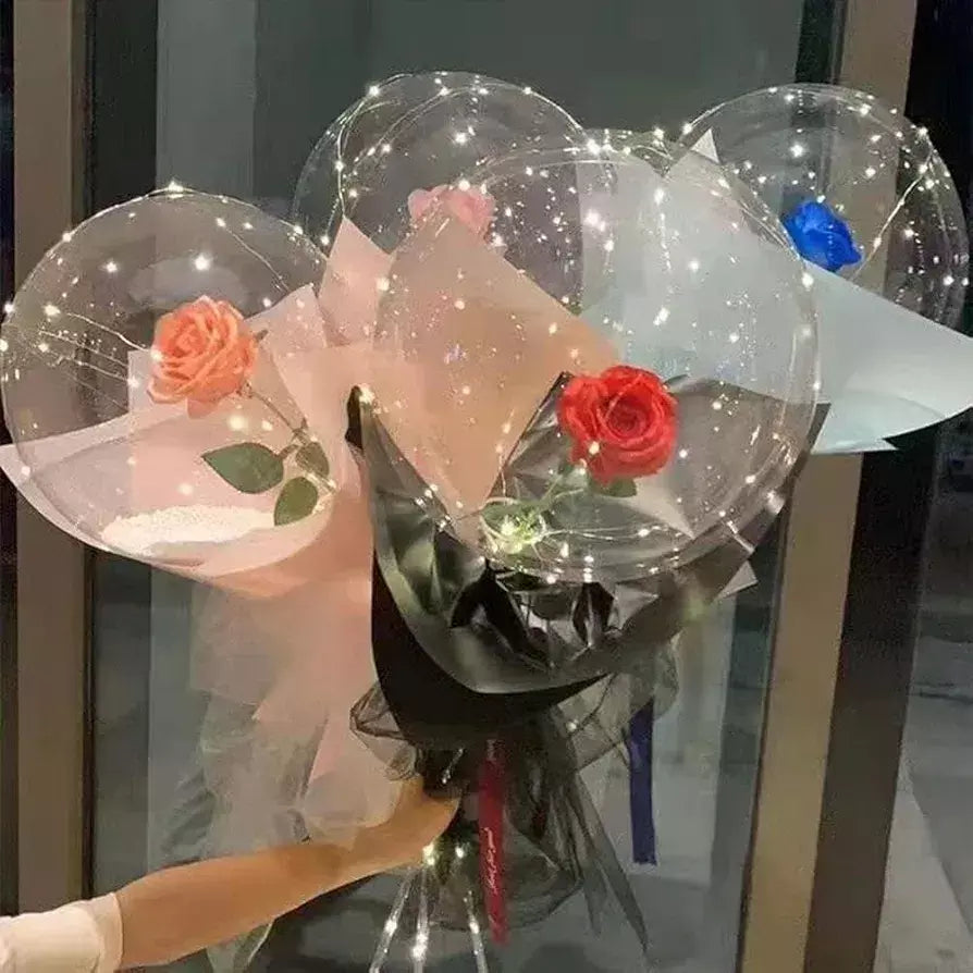 Flor en globo con luces