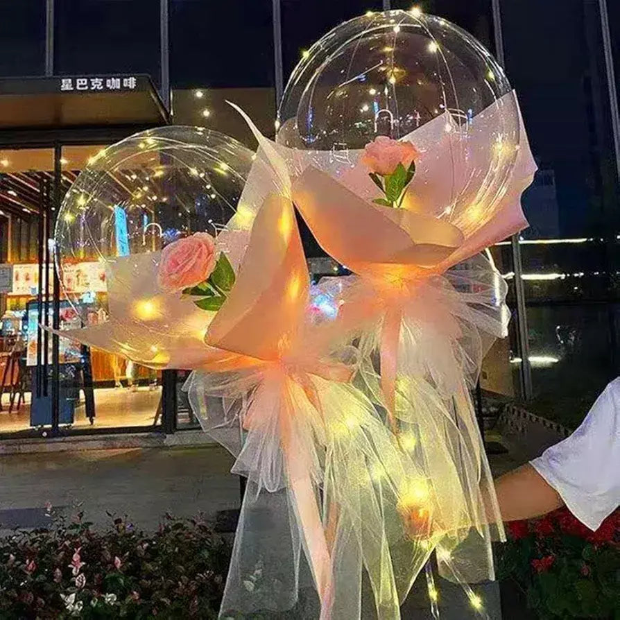 Flor en globo con luces