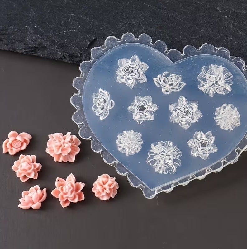 Molde de silicona para hacer apliques de flores para diseños y decoracioned 3D