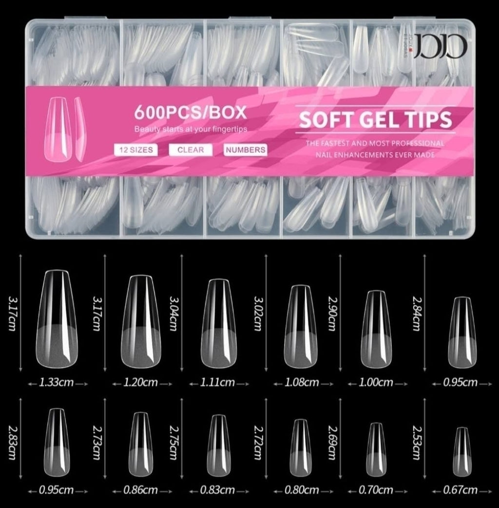 Tips Soft Gel 600 unid - Prelimadas