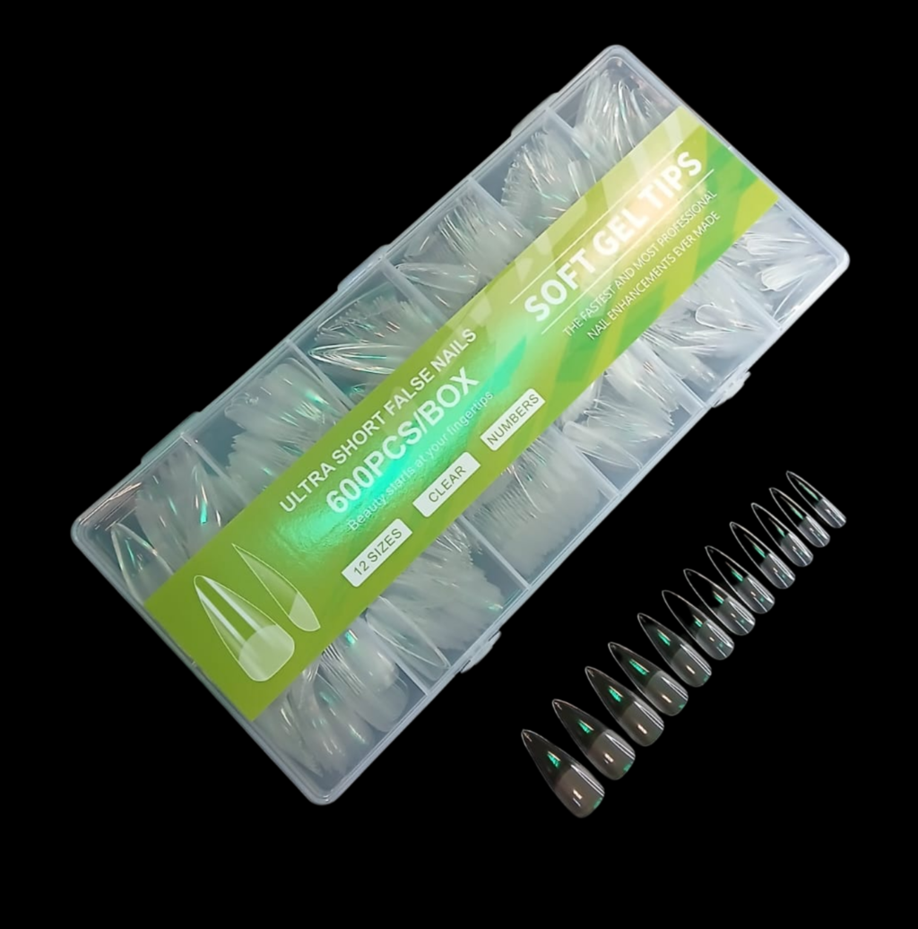 Tips Soft Gel 600 unid - Prelimadas