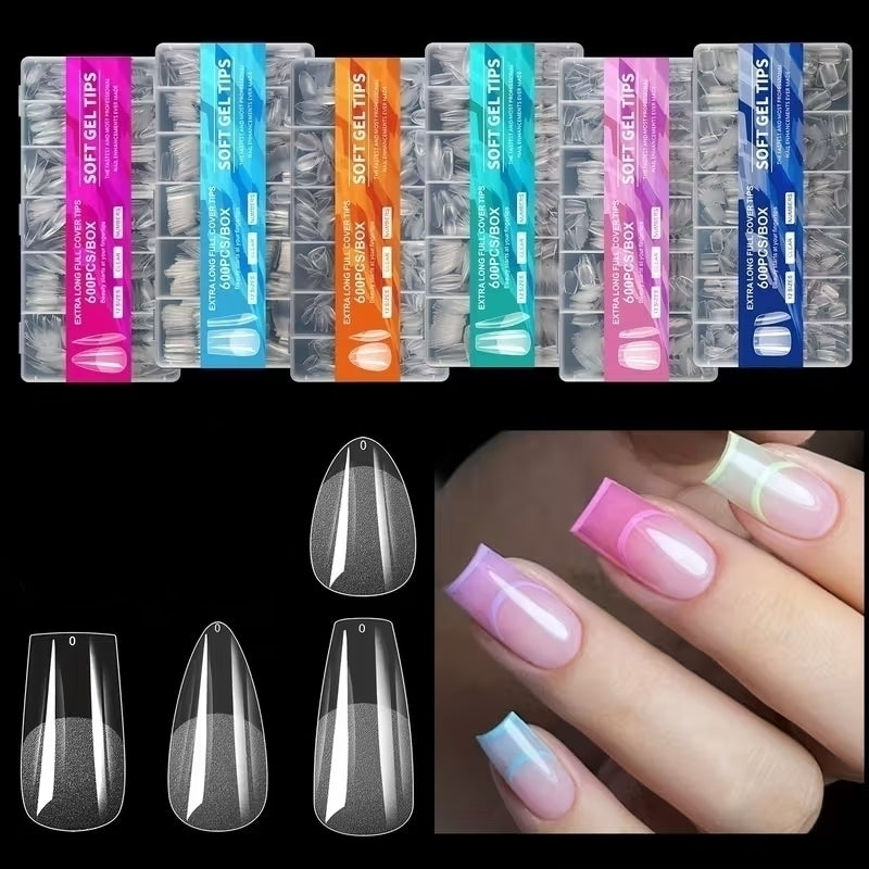 Tips Soft Gel 600 unid - Prelimadas