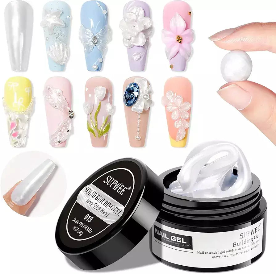 Gel Sólido de Relieve 3D perla blanco