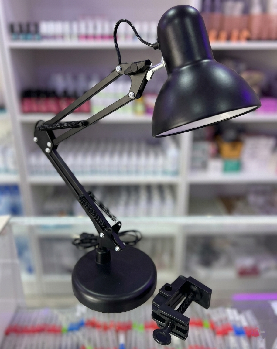 Lámpara de luz articulada con base y con prensa incluida