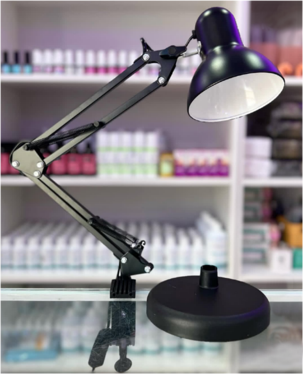 Lámpara de luz articulada con base y con prensa incluida