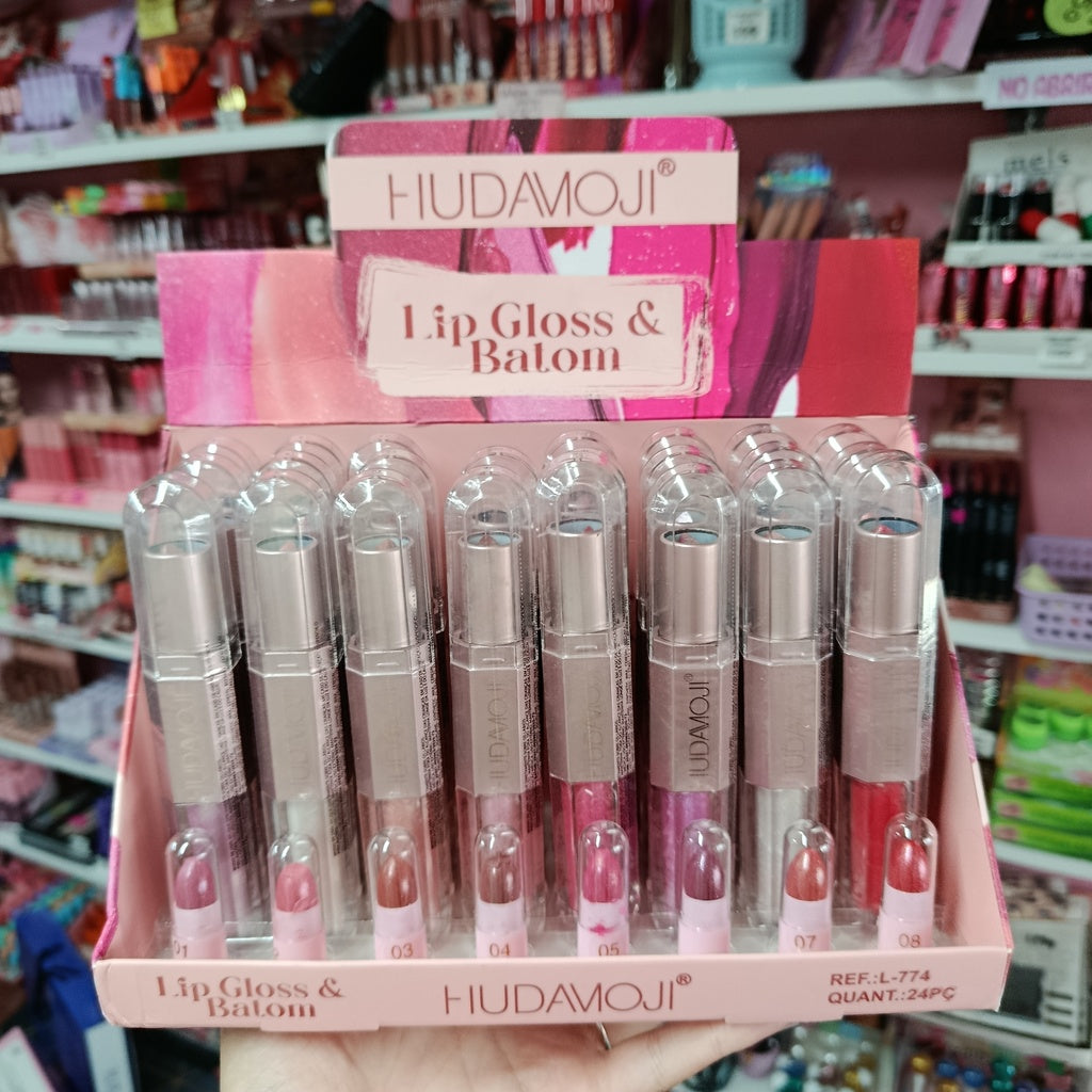 Labial 2 en 1 color en barra y gloss con color - Hudamoji