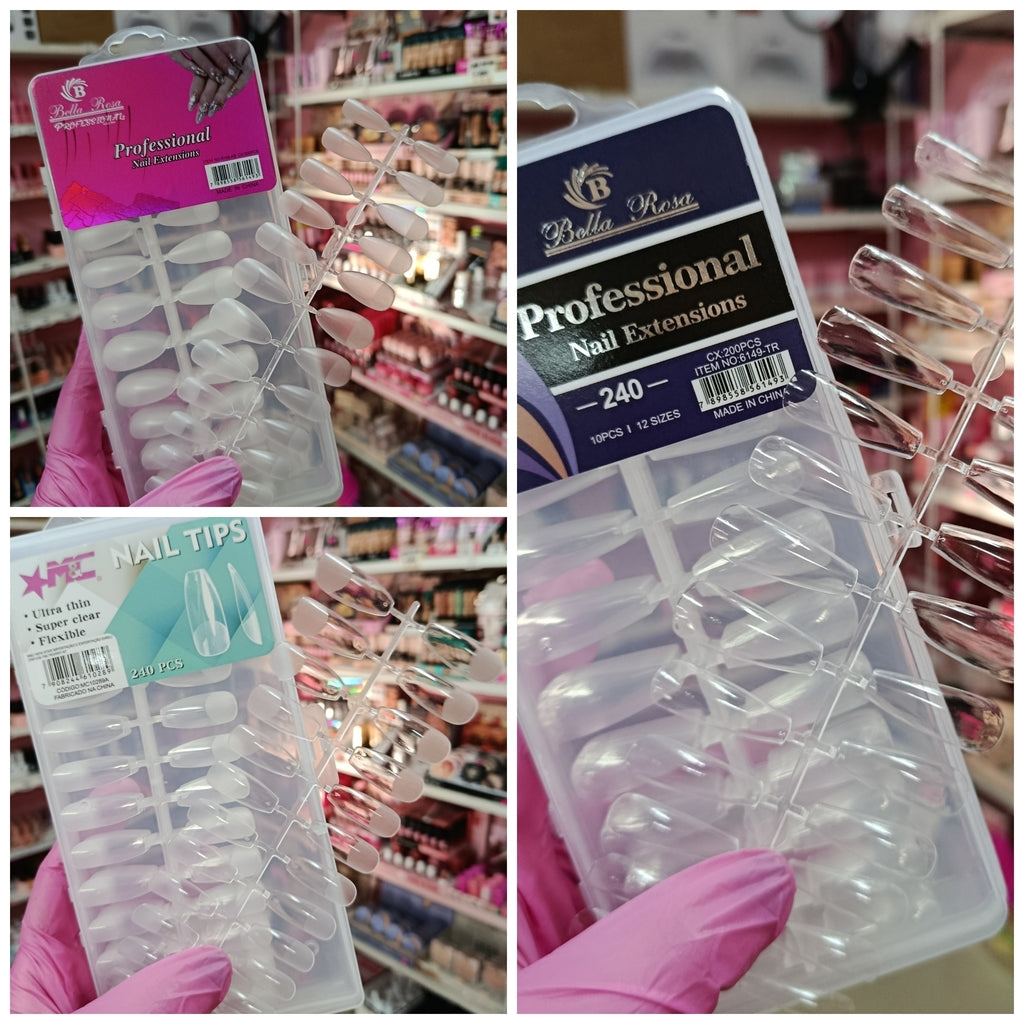 Tips Soft Gel 240 unidades prelimadas - Almendra, Coffin y Balerina