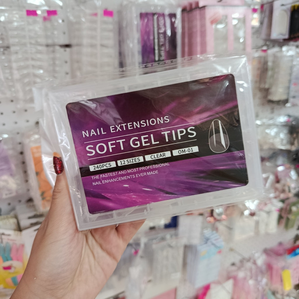 Tips Soft Gel 240 unid - Almendra Prelimadas Medianas