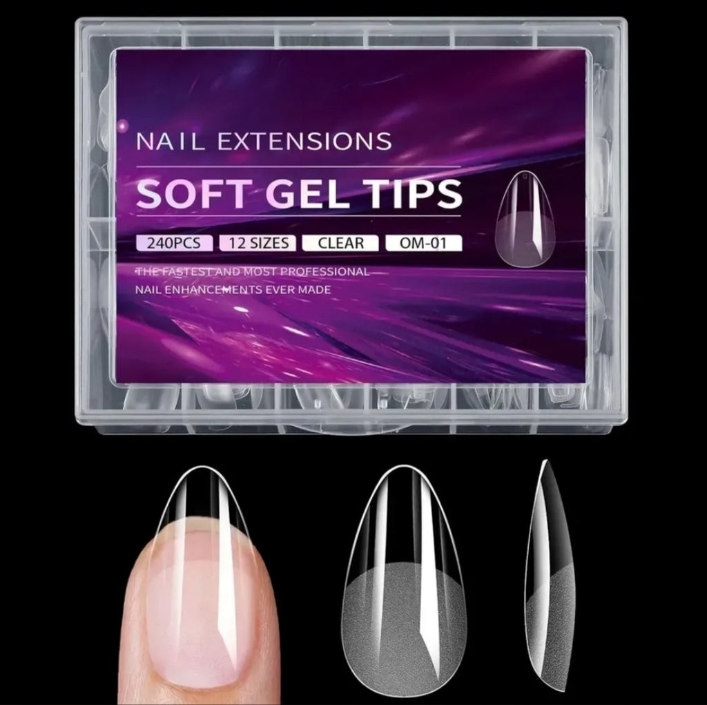 Tips Soft Gel 240 unid - Almendra Prelimadas Medianas