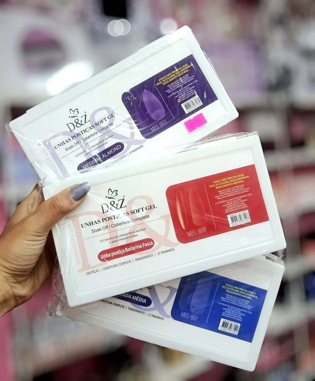 Tips Soft Gel 500 unid - D&Z Almendra y Cuadrada