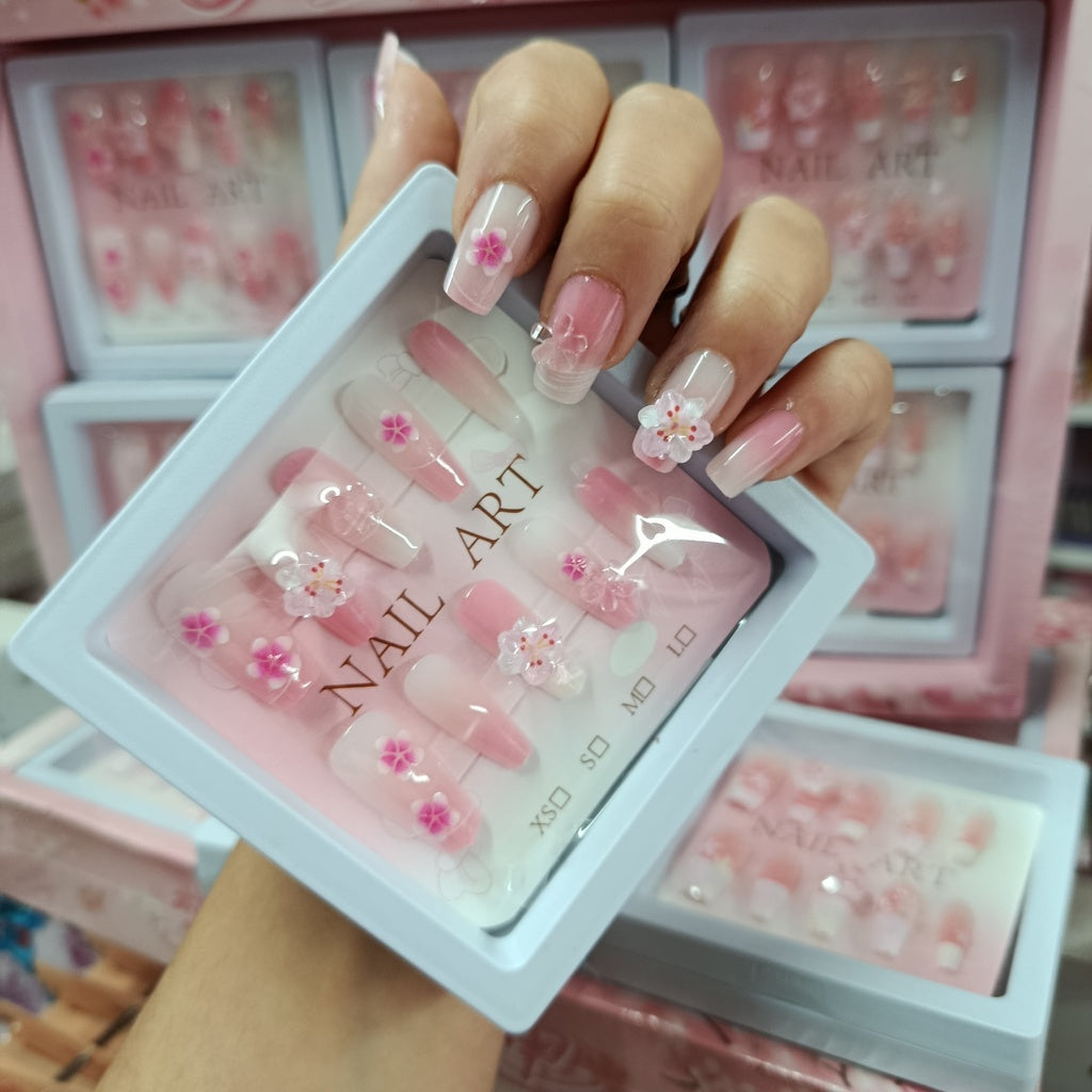 Uñas Press On decoradas - Premium en caja