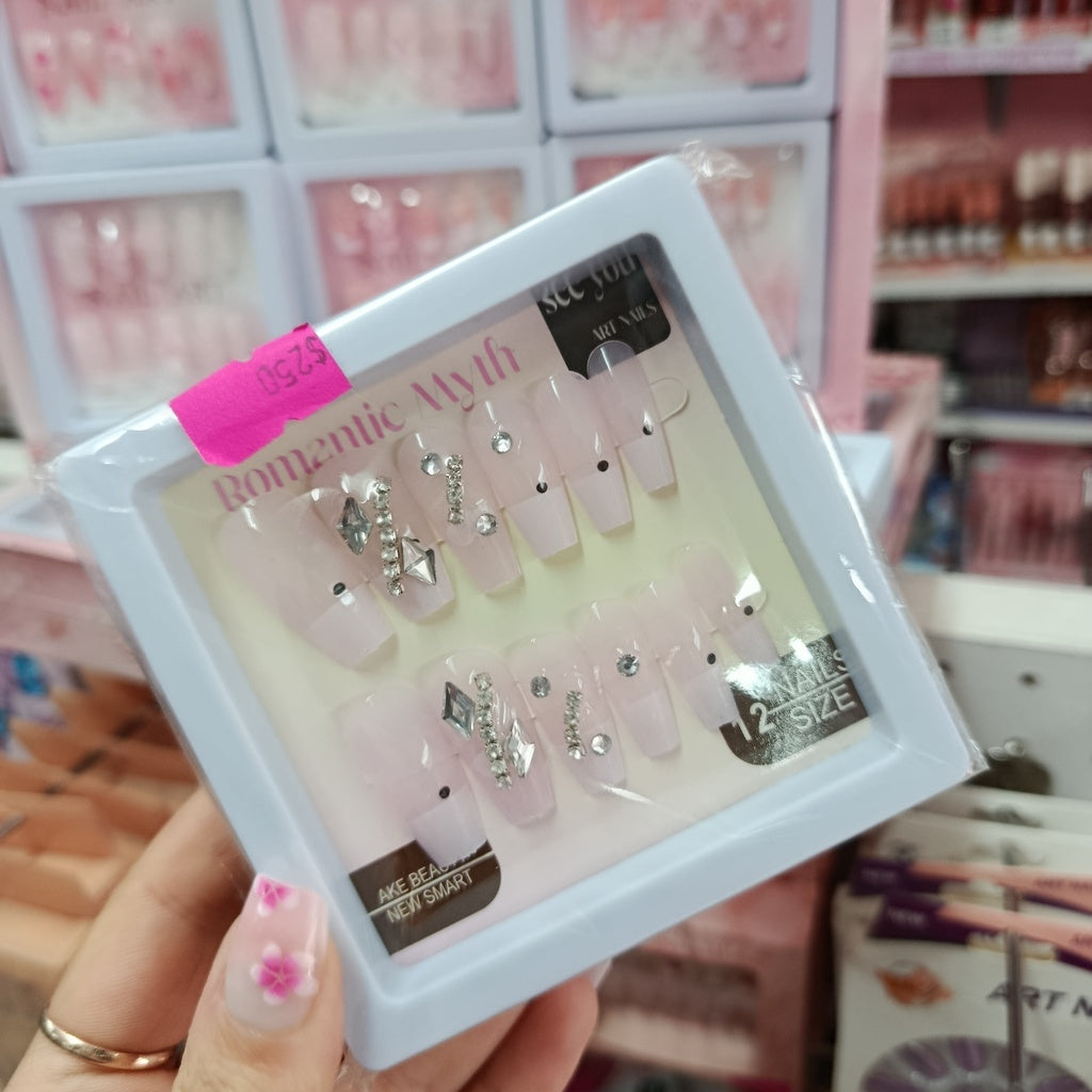 Uñas Press On decoradas - Premium en caja