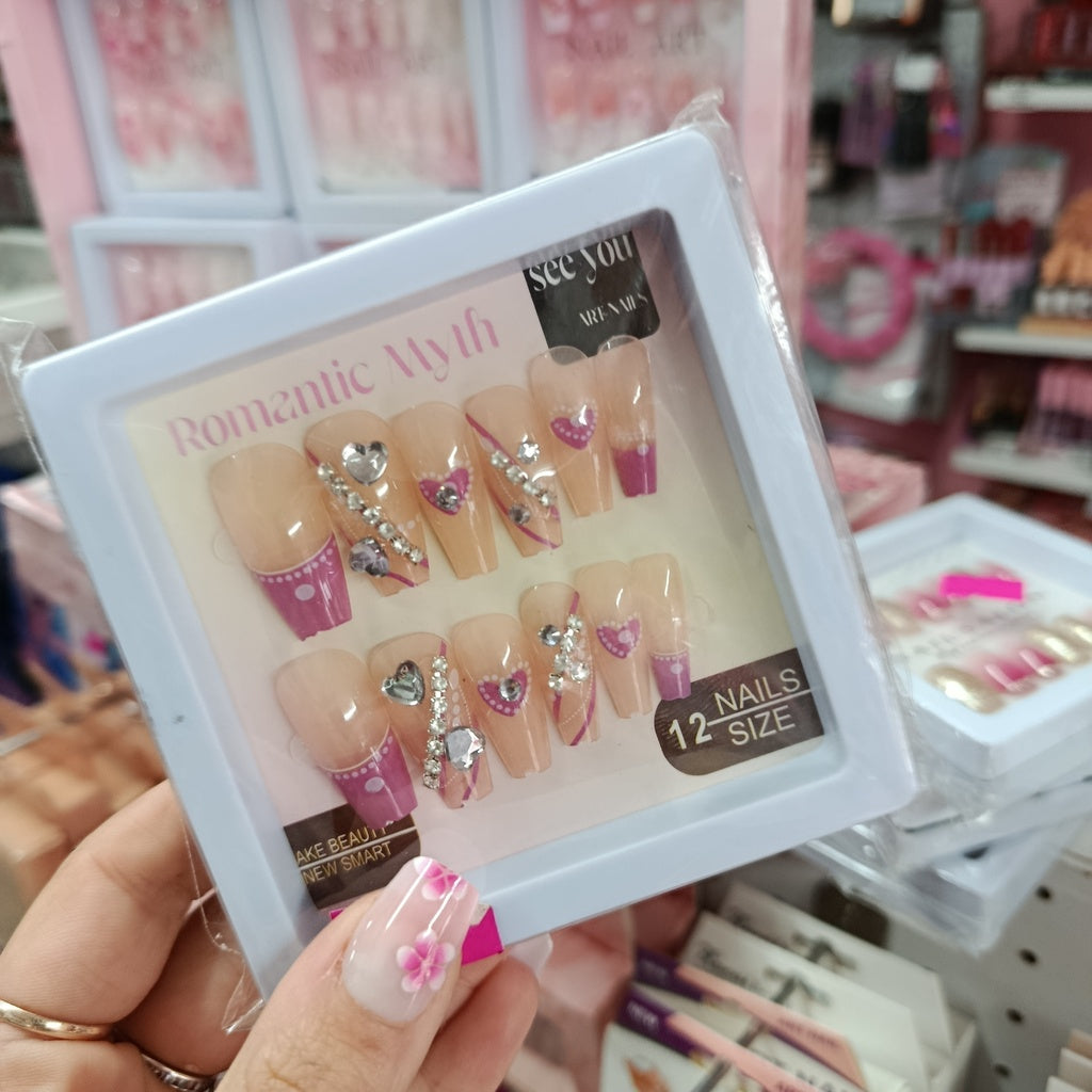 Uñas Press On decoradas - Premium en caja