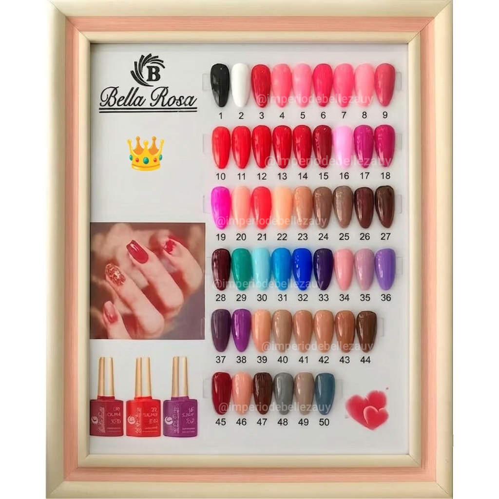 10 x $1200 Colección 12 ml 50 colores Esmaltes semipermanentes UV LED - Bella Rosa