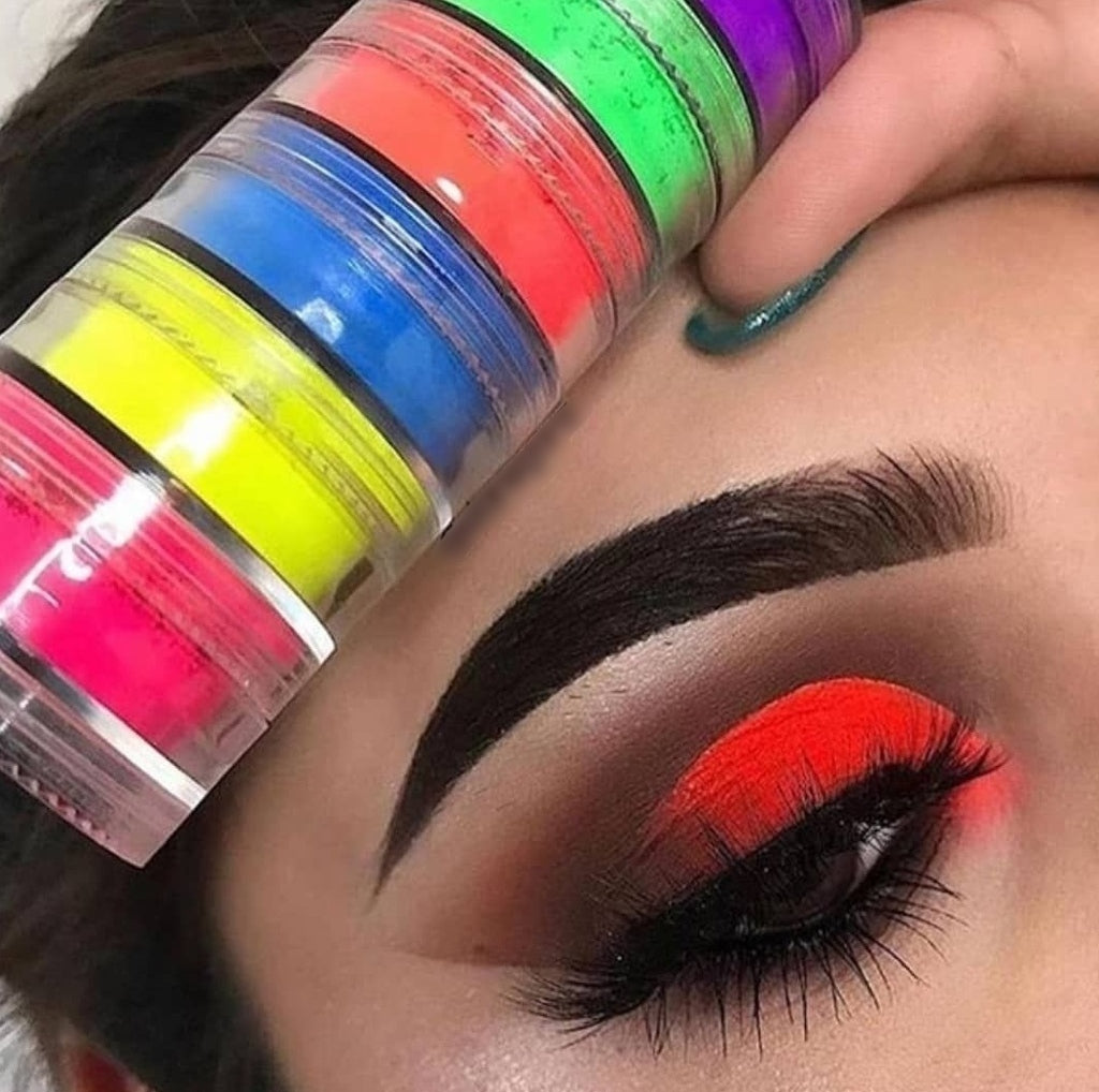 Torre de pigmentos neón maquillaje y uñas