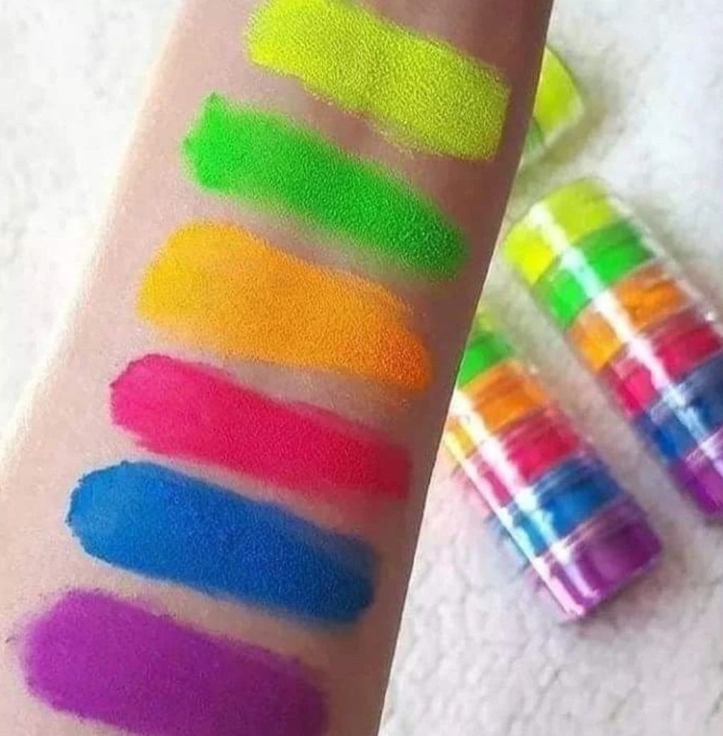 Torre de pigmentos neón maquillaje y uñas