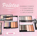 Paleta de sombras + correctores + contorno y aplicadores