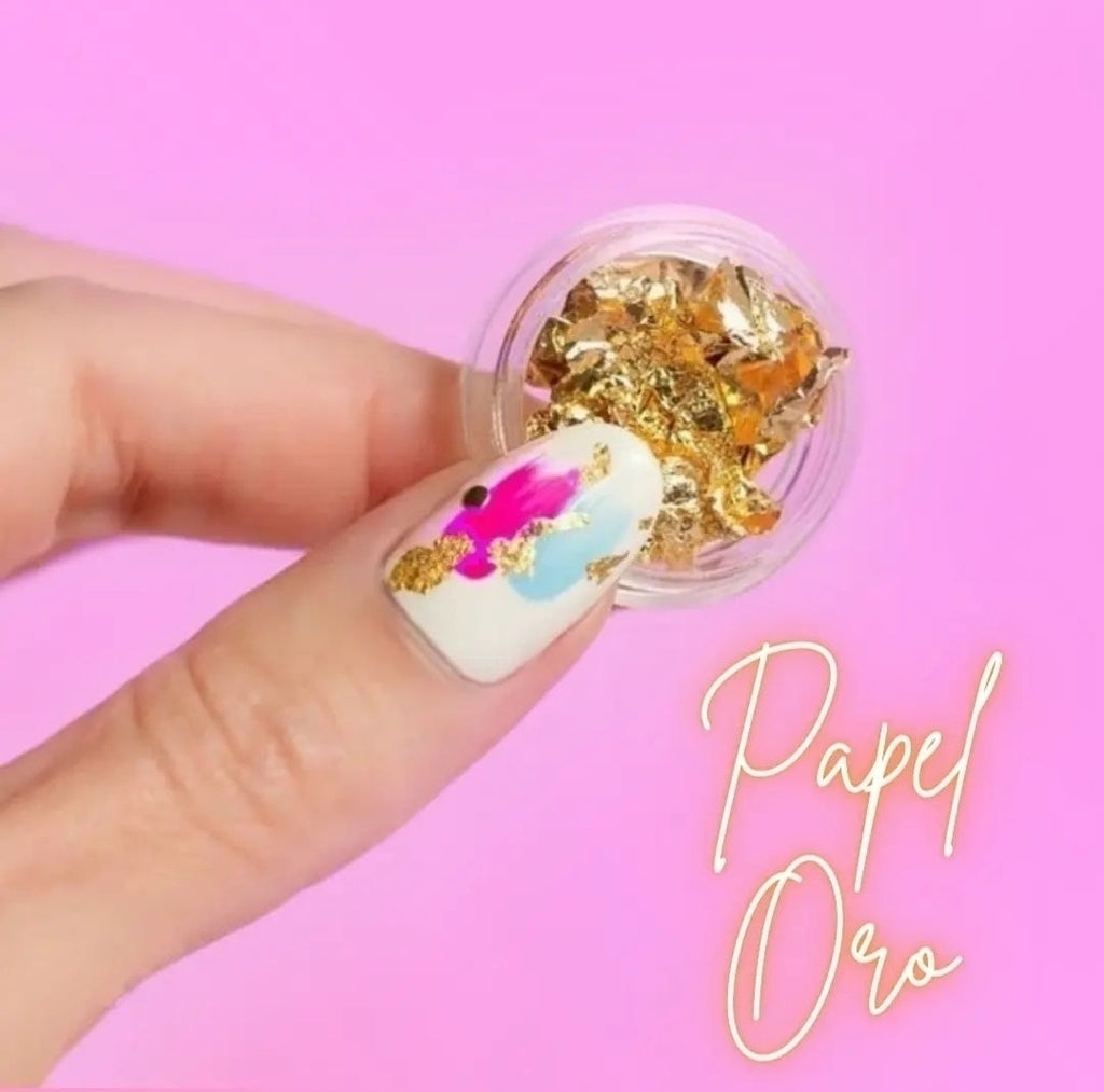 Papel de oro, glitter, terciopelo, caviar, escarcha