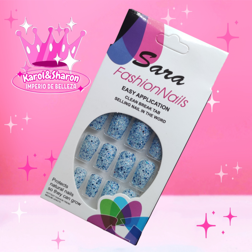 Uñas press on decoradas glitter