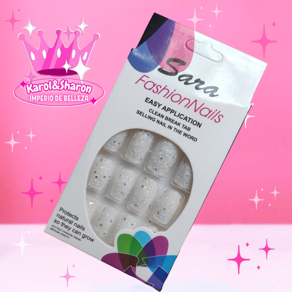 Uñas press on decoradas glitter