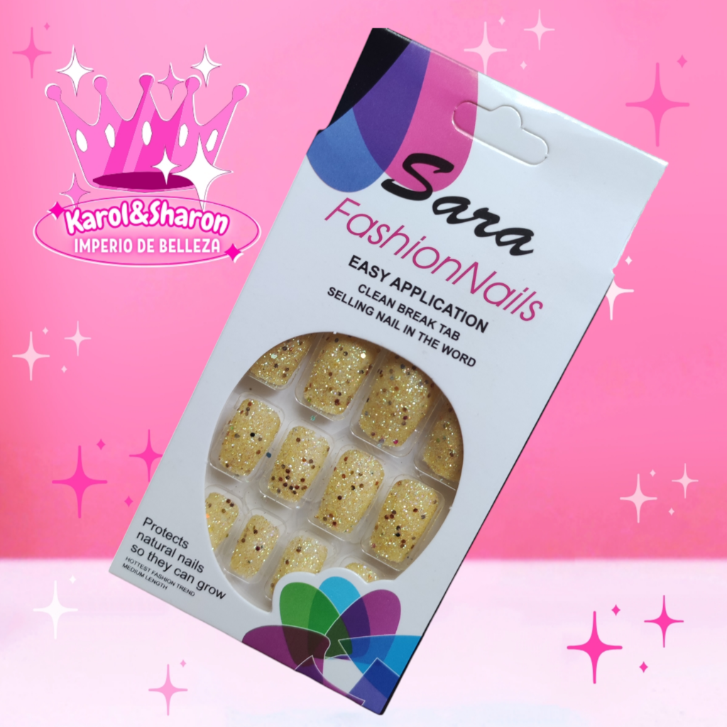 Uñas press on decoradas glitter