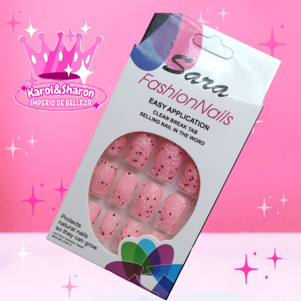 Uñas press on decoradas glitter