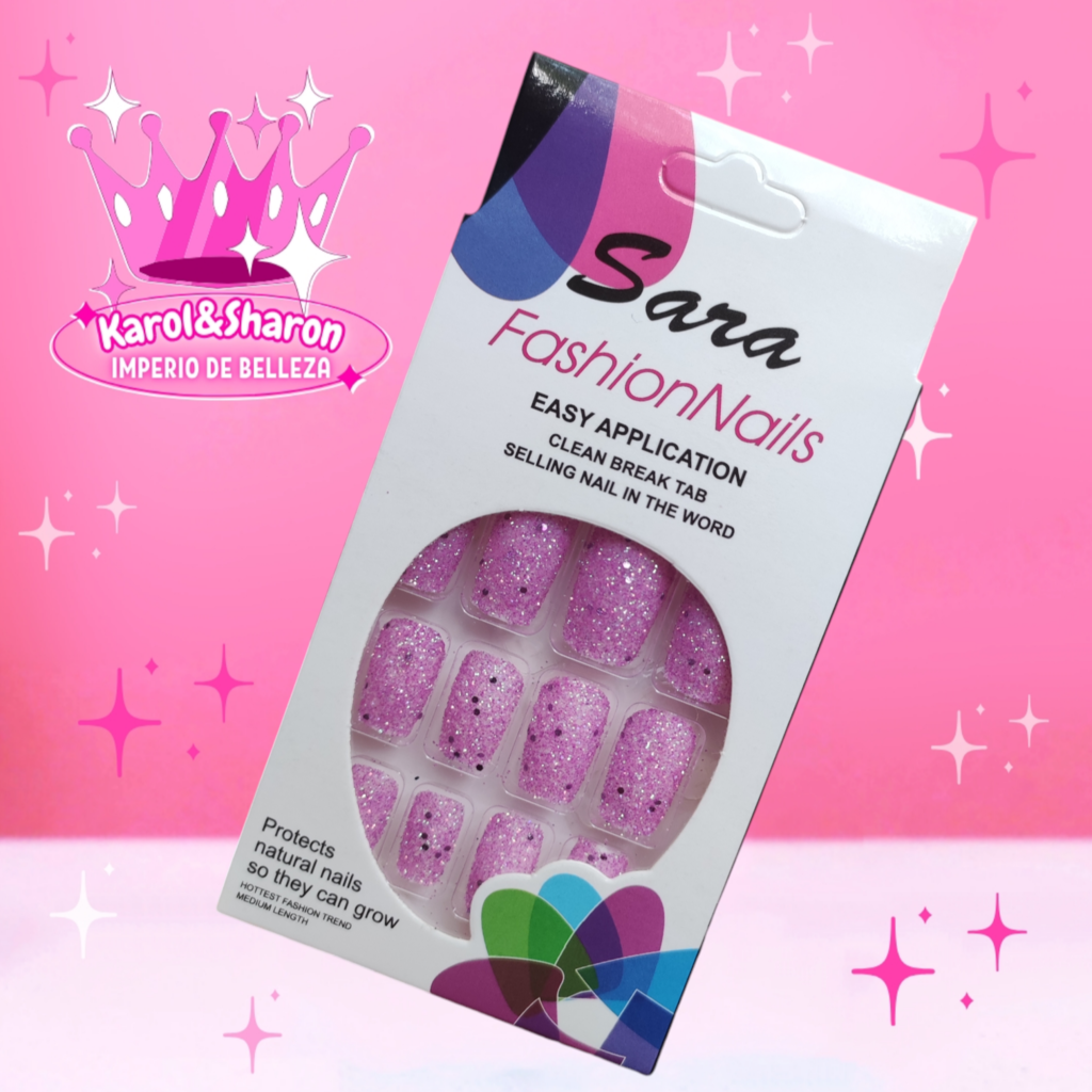 Uñas press on decoradas glitter