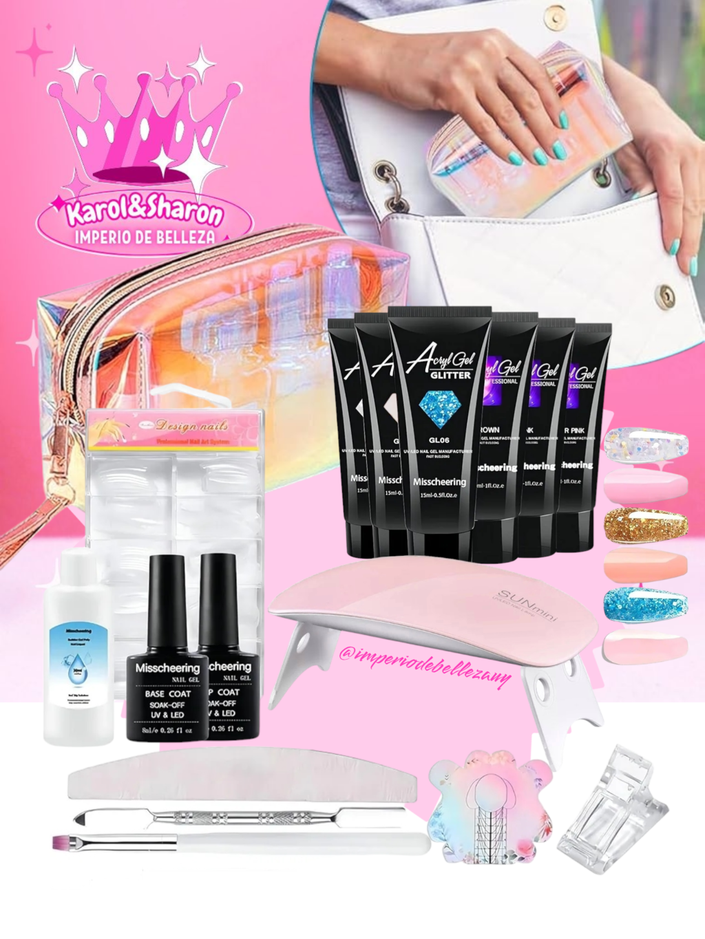 Kit de 6 polygel en neceser completo