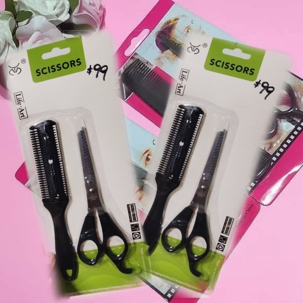 Pack tijera de entresacar + peine con hojilla
