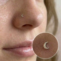 Piercing de nariz, en forma de Luna, Estrella y Corazón. (Colita de chancho)