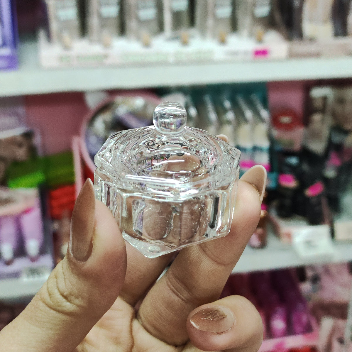 Vaso Dappen con tapa, de cristal transparente.