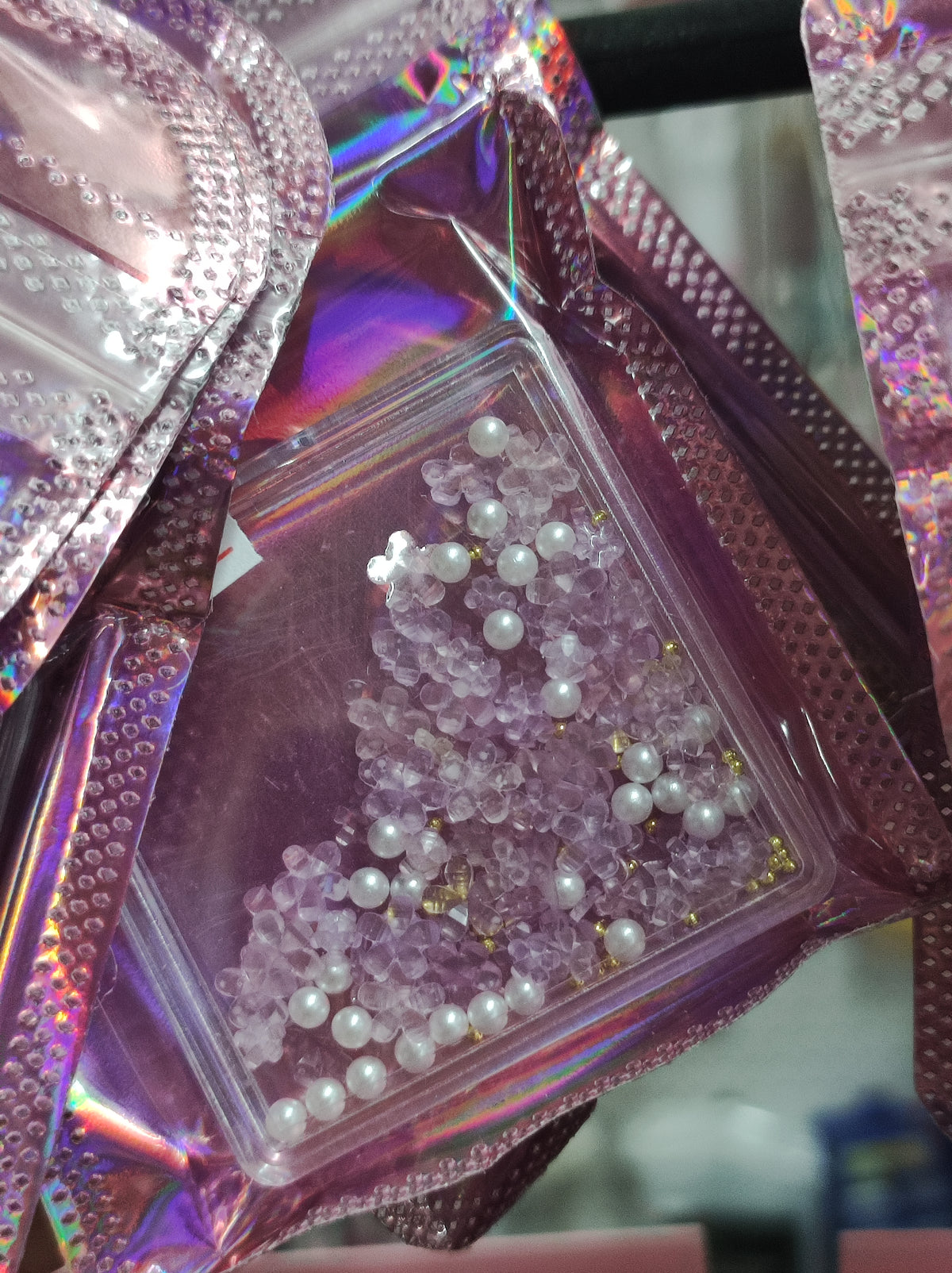 Decoraciones para uñas, Flores y Perlas.