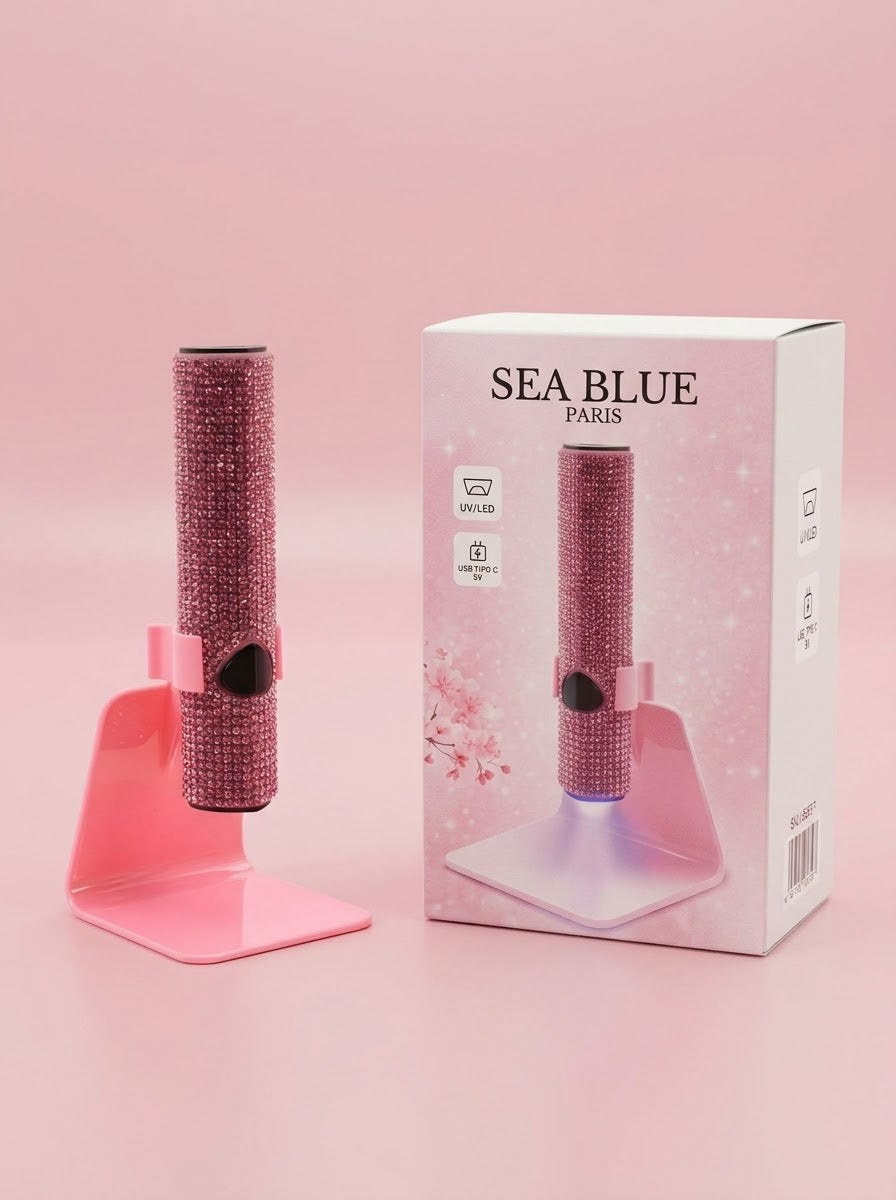 Lámpara/Linterna UV LED con soporte. Color Rosa