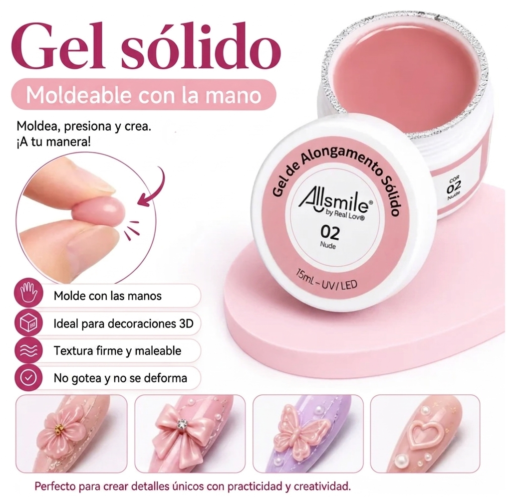 Gel sólido All Smile y Sea Blue de Real Love - Construcción y Relieve 3D