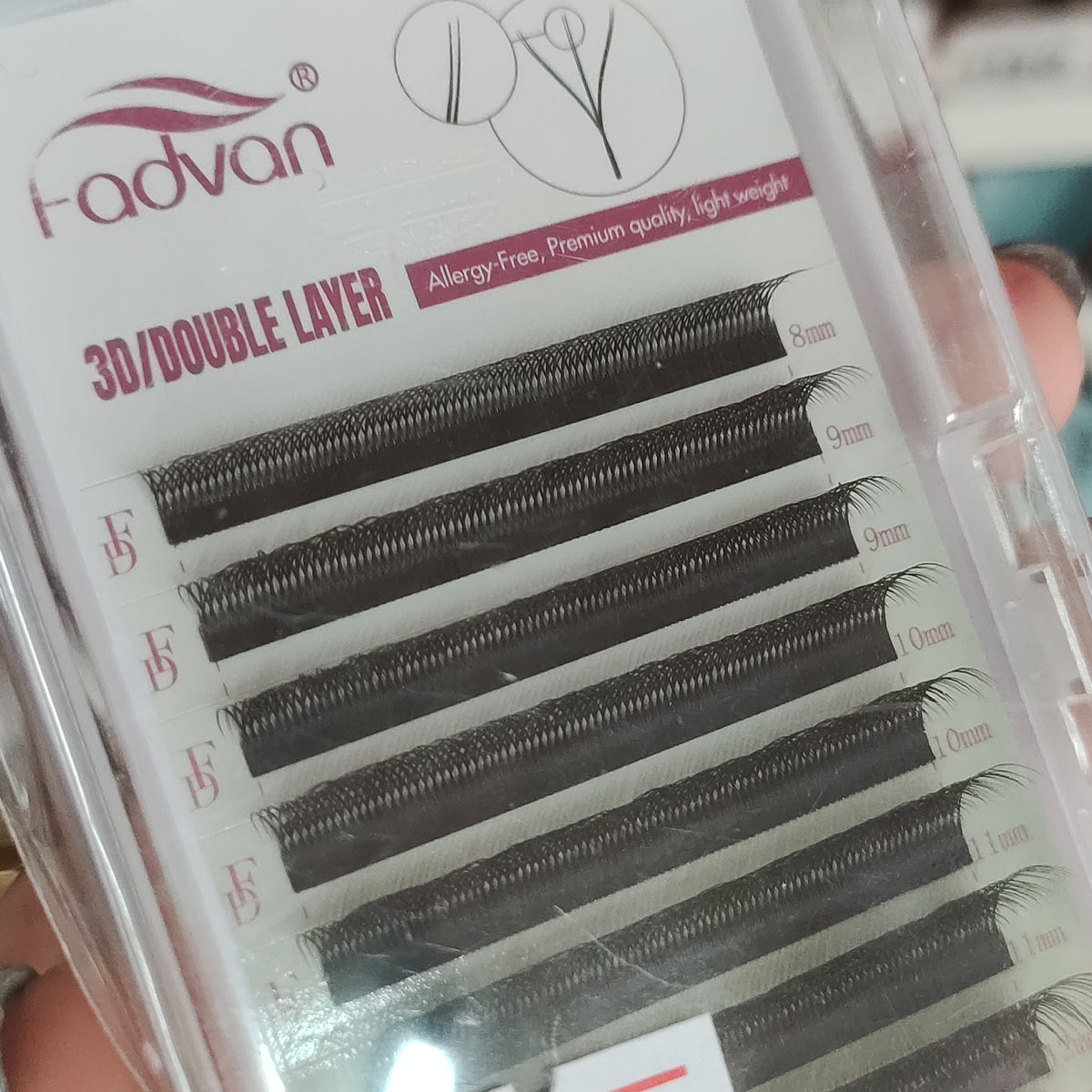 Pestañas Tecnologícas FADVAN 3D/Double Layer 0,07 D MIX 8-14 mm